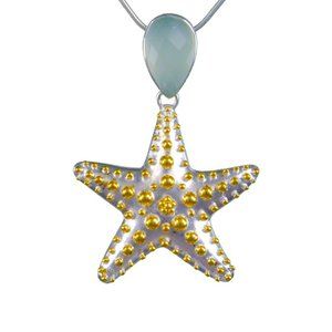 Sterling Silver and 22K Gold Vermeil Starfish Pendant with Peruvian Calcite